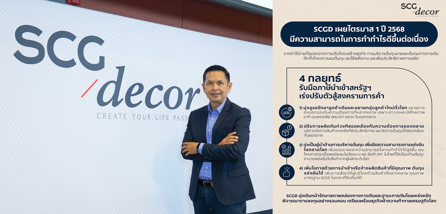 SCGD ชี้!ไตรมาส 1 ปี 68 ฟื้นตัว ย้ำตั้งการ์ด!สู้สงครามการค้า  