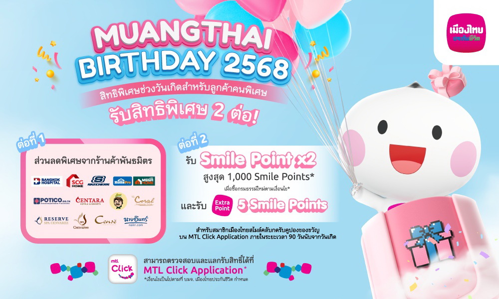 เมืองไทยประกันชีวิต ส่งมอบสิทธิพิเศษฉลองวันเกิด    